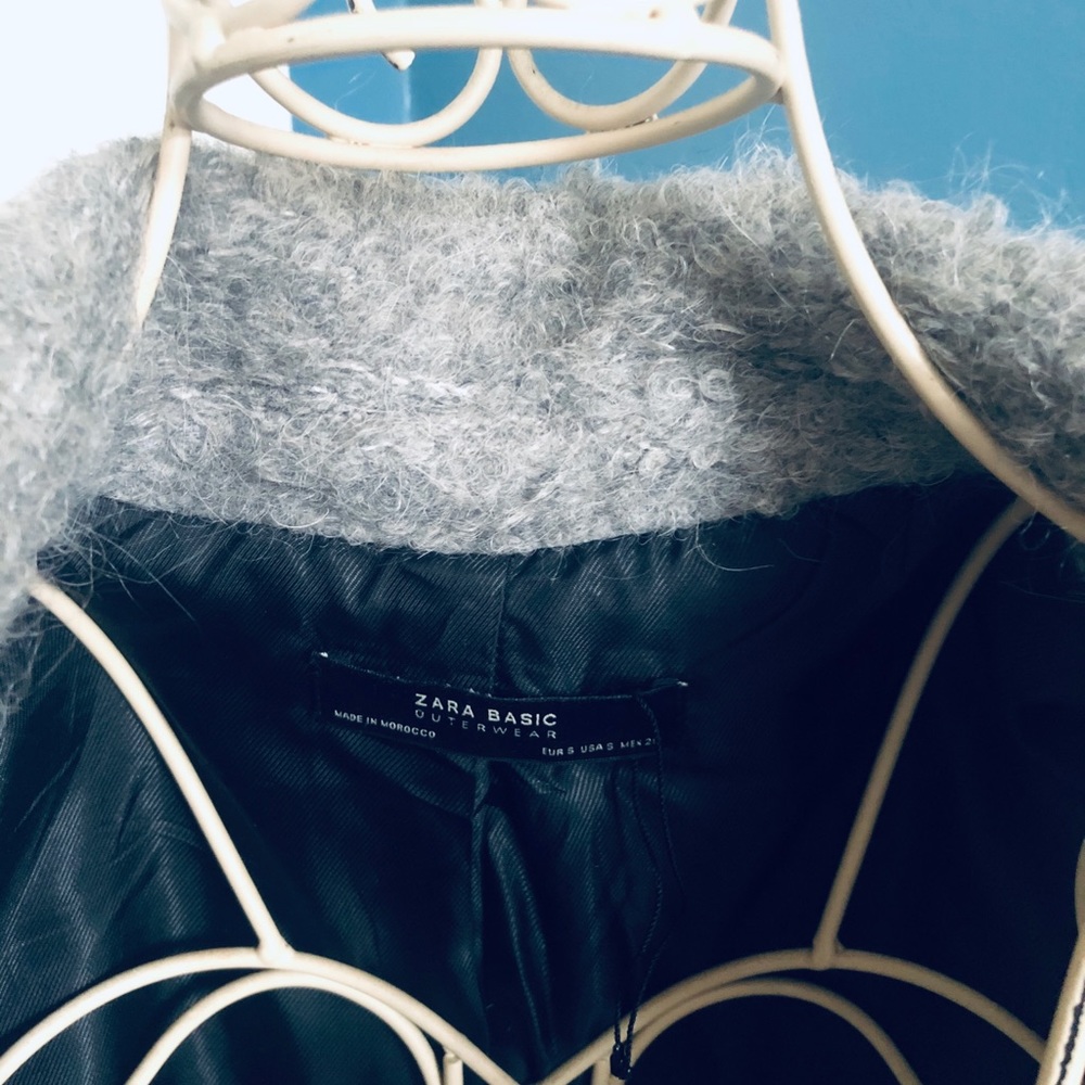 Zara gray midi-length fuzzy coat - Picture 4 of 5